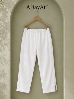 Masai White Ankle Pants Zip Hem Stretch Pull On Trousers Size Medium